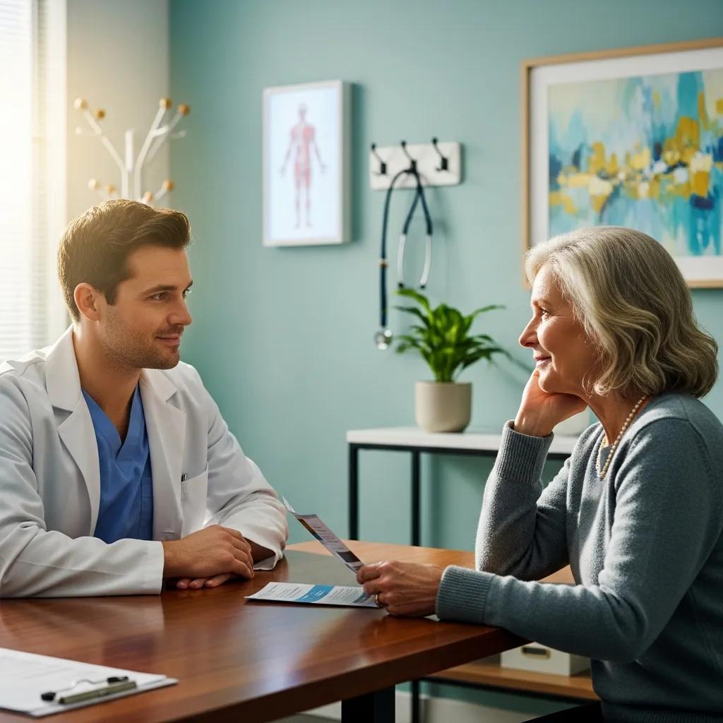 Healthcare consultation between a patient and a doctor in a welcoming clinic