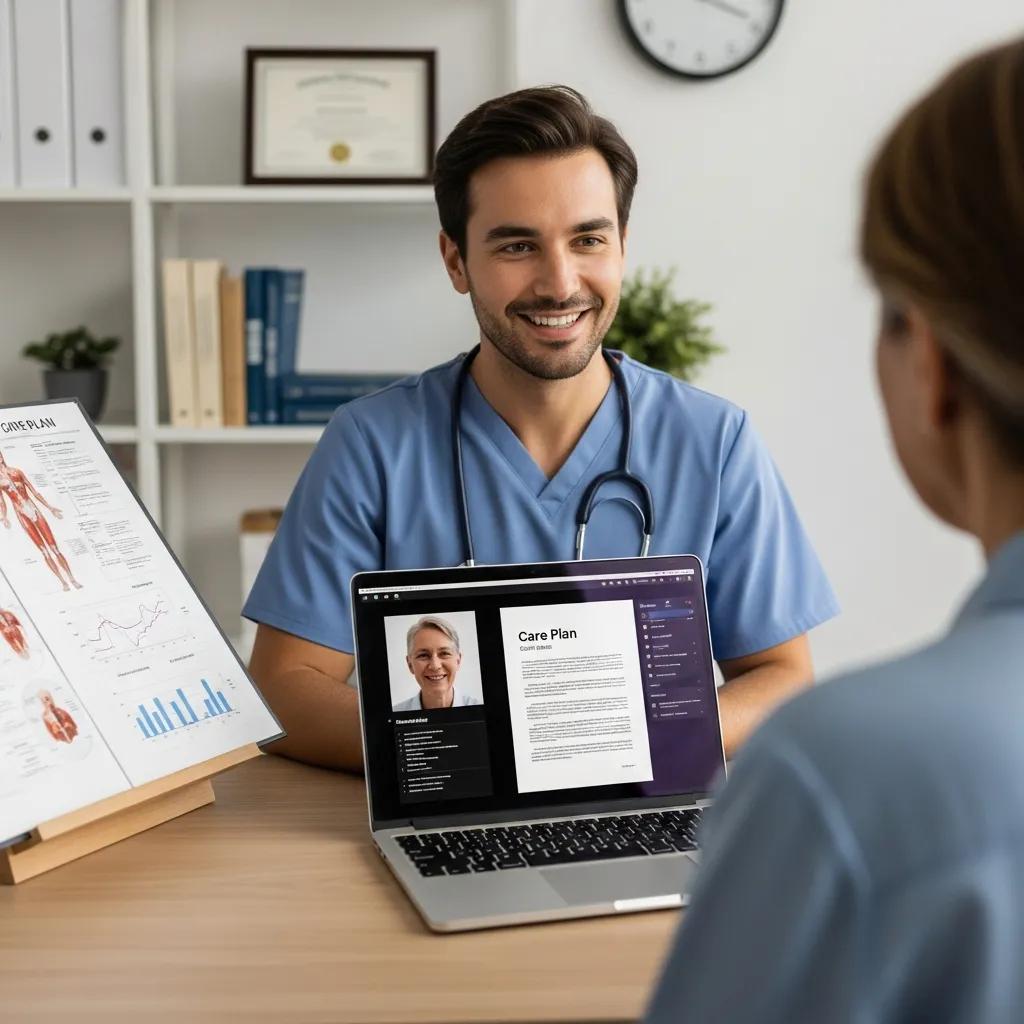 Healthcare professional discussing chronic condition management with a patient via telehealth