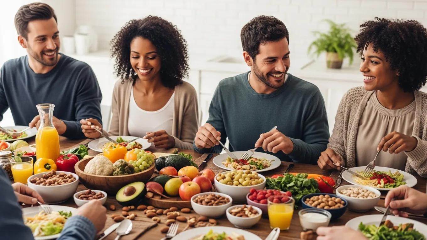 People enjoying a heart-healthy meal illustrating effective cholesterol management strategies