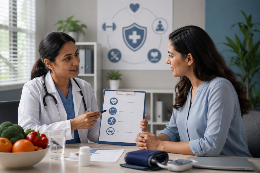 Doctor explaining chart to female patient – Life Beyond MD Dearborn, MI
