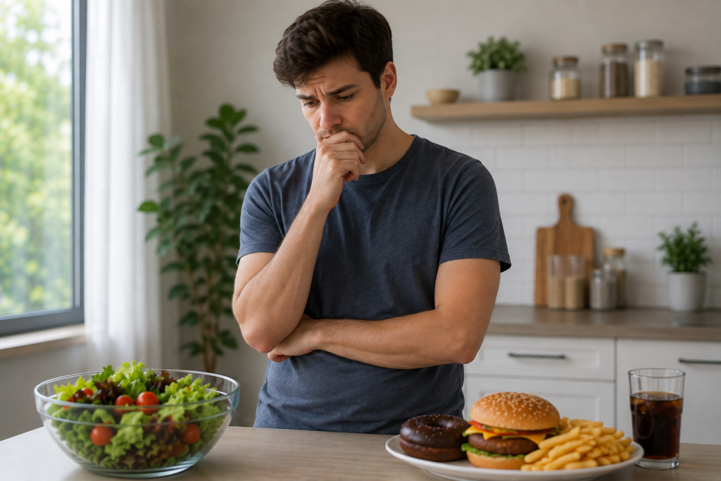 Man standing thoughtfully near kitchen counter – Life Beyond MD Dearborn