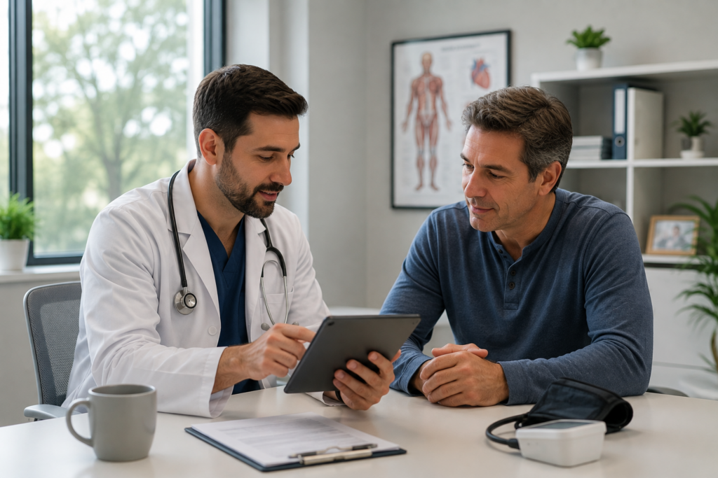 Doctor discussing results with senior patient – Life Beyond MD Dearborn