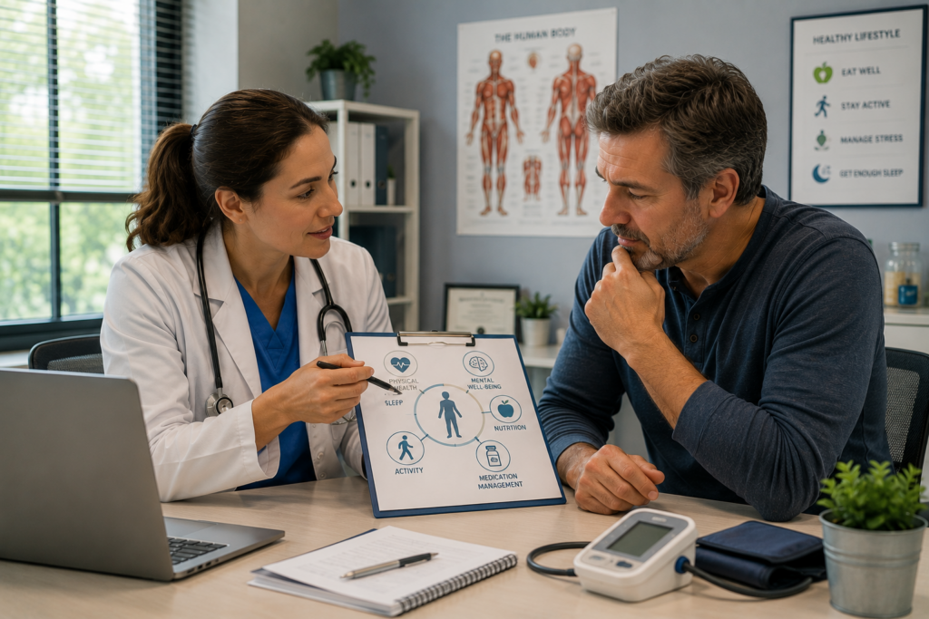 Doctor and patient reviewing health chart together – Dearborn, MI