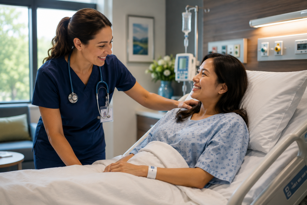Nurse checking on hospitalized patient – Life Beyond MD Dearborn, MI